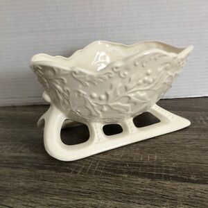 Vtg Ceramic Sleigh Planter